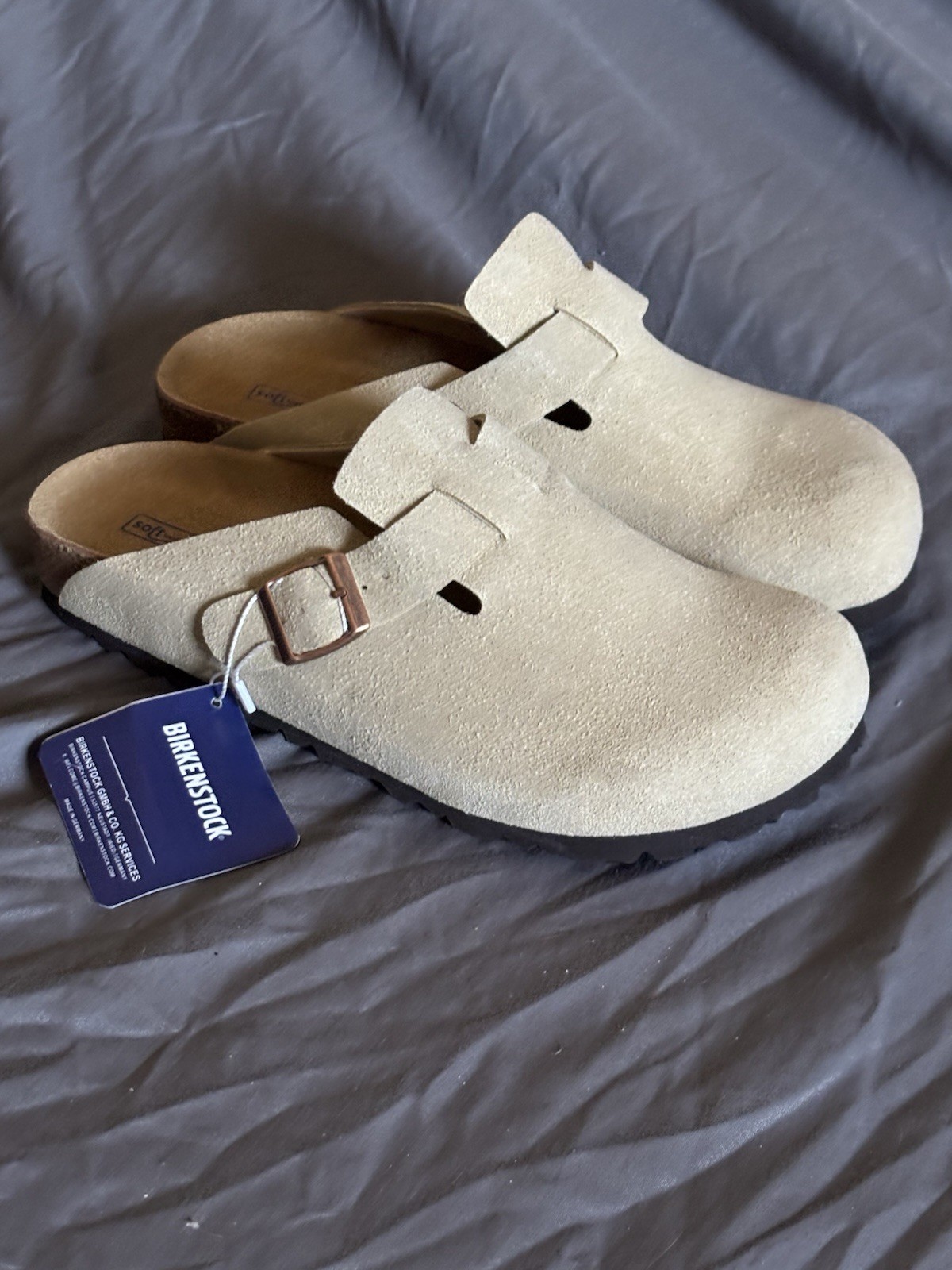 Birkenstock Boston Taupe Soft Footbed Suede Leather Clogs EU40 / US Women's 9