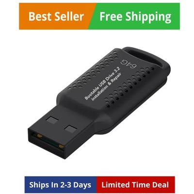 64GB - Bootable USB Driver 3.2 for Windows 11/10/8.1/7/, WinPE,Password Reset...
