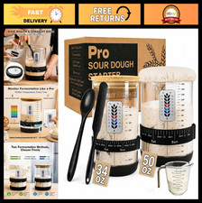 2 Pack Glass Sourdough Starter Jars Kit - 50oz  34oz Wide Mouth, Dough Storage