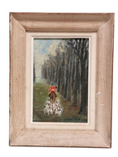 Tableau vintage / huile sur toile signée ?????? , Chasse à courre