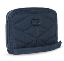 NEW Lug Rodeo 2 Compact RFID Wristlet Wallet Gray/Navy Quilted Nylon