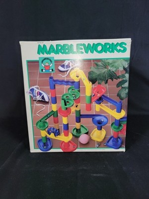 Vintage 1988 Discovery Toys Marbleworks Building Set w Box & Marbles Complete 