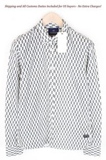 SCOTCH  SODA Ams Couture Men's Shirt M White Pattern Cotton Button-Up Long