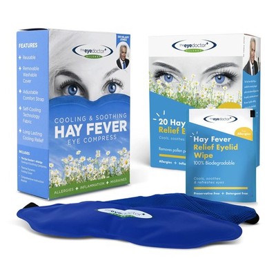 The Eye Doctor Allergy Relief Pack - Wiederverwendbare Erkältungsmaske & 40 Tücher, blau 