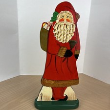 Vintage Folk Art Wood Old World Santa Claus Saint Nick Father Christmas