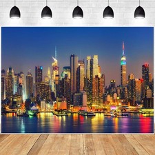 7x5 Ft City Night View Photography Backdrop For Home Office Studio