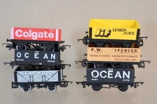 HORNBY LIMA RAKE of 6 BR OCEAN COLGATE SCARWOOD SPENCER JIF OPEN WAGON om