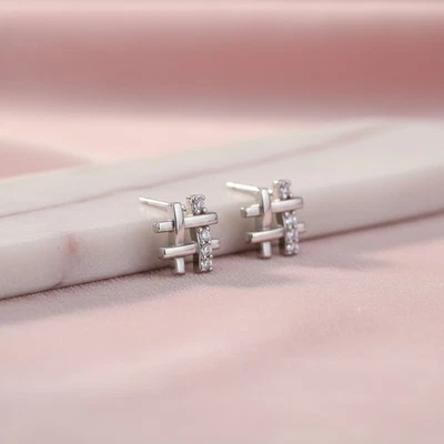 Quadrat Ohrstecker Zirkonia Sterling Silber 925 Mini Damen Ohrringe Elegant - Bild 1 von 4