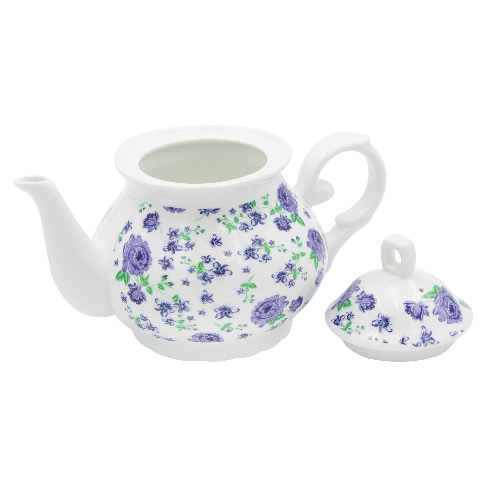 Lavender Field Floral Pattern Ceramic Teapot 32oz