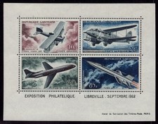 Gabon Michel No. Block 1 aircraft mint