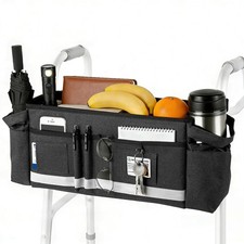 Walker Basket for Seniors With Cup Holder, Foldable Walker Bag with Large Cap...