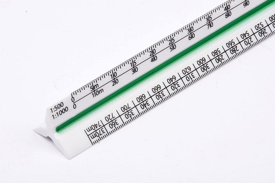 300Mm Metric Triangular Scale Ruler, Red Normal | eBay UK
