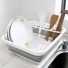 Image of Collapsible Dish Rack Dish Drainer Washing Up Board Cutlery Plates Foldable Home