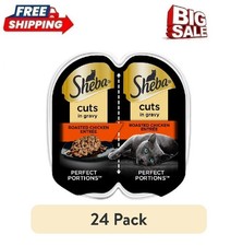 24 pack Sheba Wet Cat Food Cuts in Gravy Roasted Chicken Entree, 2.6 oz ...