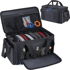 Large DJ Cable File Bag with 8 Detachable Dividers, DJ Bag Padded with Multi-...