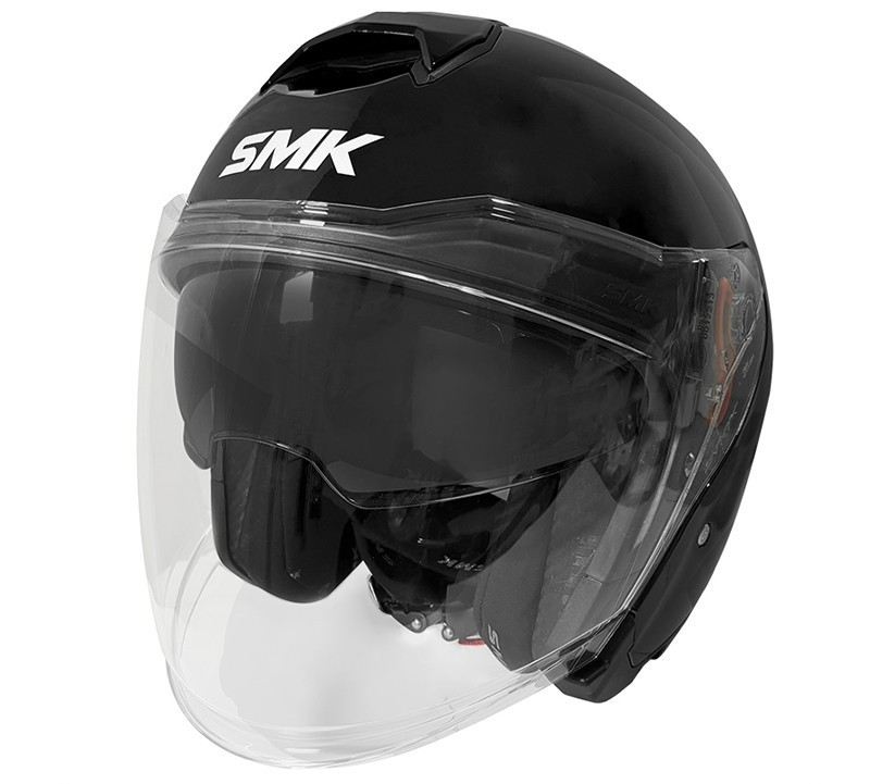 Casque Jet SMK GTJ Noir Brillant GL200 avec Écran Solaire Taille XXL