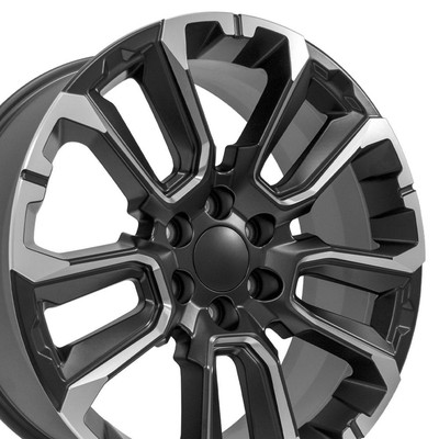 22x9 Milled Black Wheels Set Fits 84582669 GMC Sierra Yukon Escalade