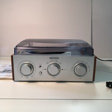 Jensen JTA-220A 3-Speed Turntable AM/FM Radio Built-In Speakers Tested Working