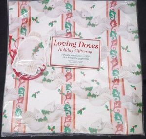 Vintage Avon LOVING DOVES Christmas holiday Wrapping Paper giftwrap sheets tags