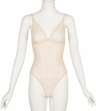 Christian Dior 1990s Peach Floral Monogram Logo Lace Vintage Lingerie Bodysuit