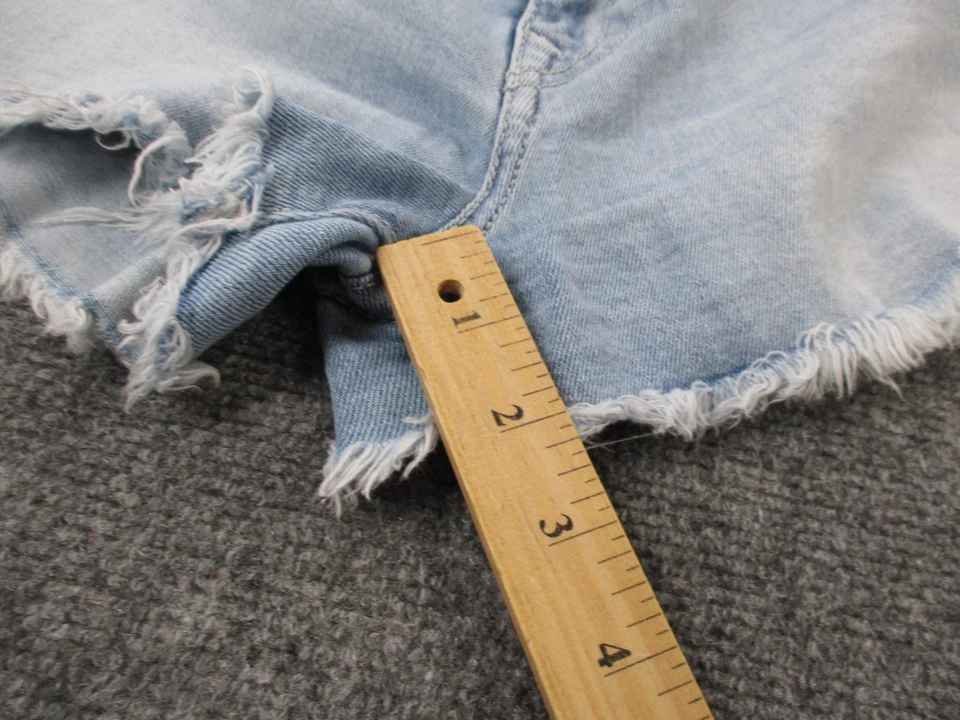 True Religion Shorts Womens 33 Blue Denim Jeans Joey Low Rise Distressed Cut Off - Image 3 of 4