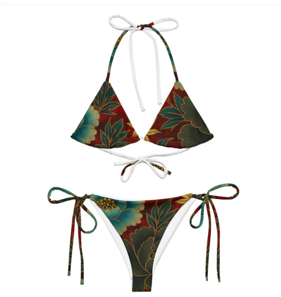 Floral Grunge Recycled String Bikini