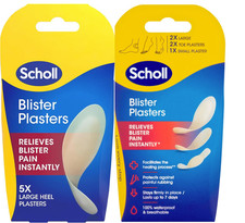 Scholl Blister Plasters 5pk - Choose Large Heel or Mixed Toe/Foot - Multi-Buy