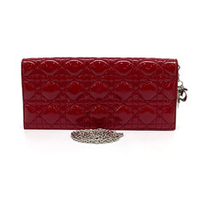Christian Dior Cannage Patent Clutch Crossbody Bag Red Italy
