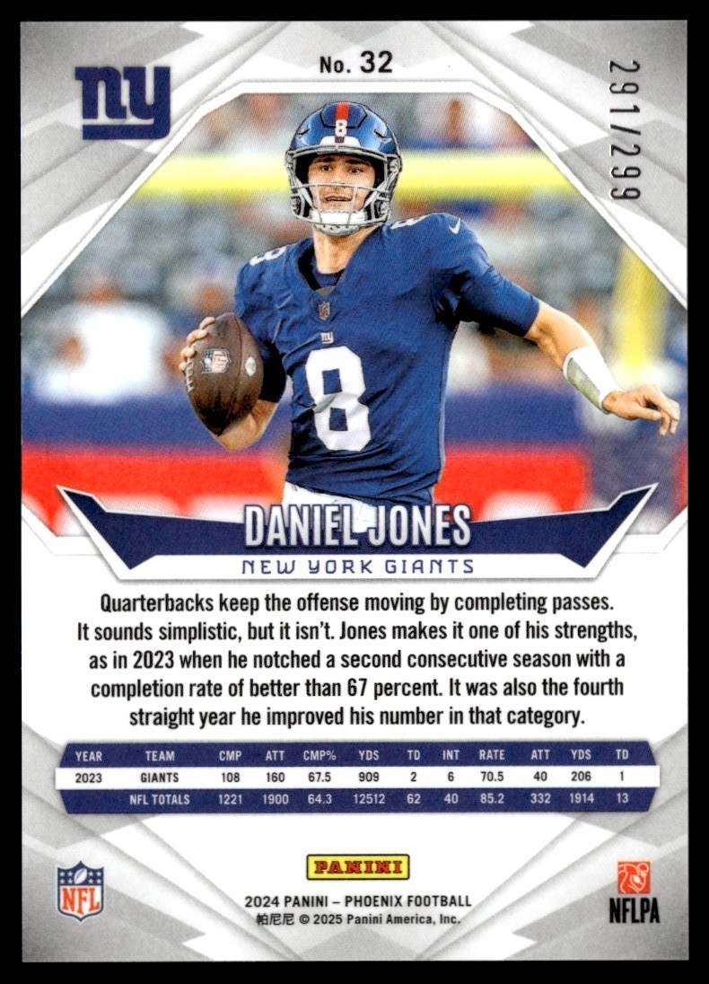 2024 PANINI PHOENIX RED DANIEL JONES /299 NEW YORK GIANTS