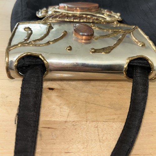 Brutalist Bronze Copper Brass Metal Stones Crossover Purse India Vintage - Picture 3 of 11