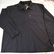FB County Black 2XL 1/2 Zip Long Sleeve Collared Work Shirt Pockets Piqué NEW