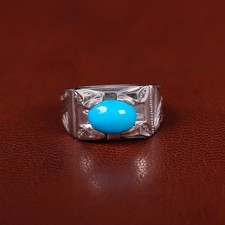 Natural Real Nishapuri Feroza Turquoise Ring for men in 925 silver