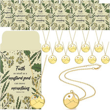 10 Sets Mustard Seed Necklace Bulk for Women Christian Faith Gifts Gold Move Mou
