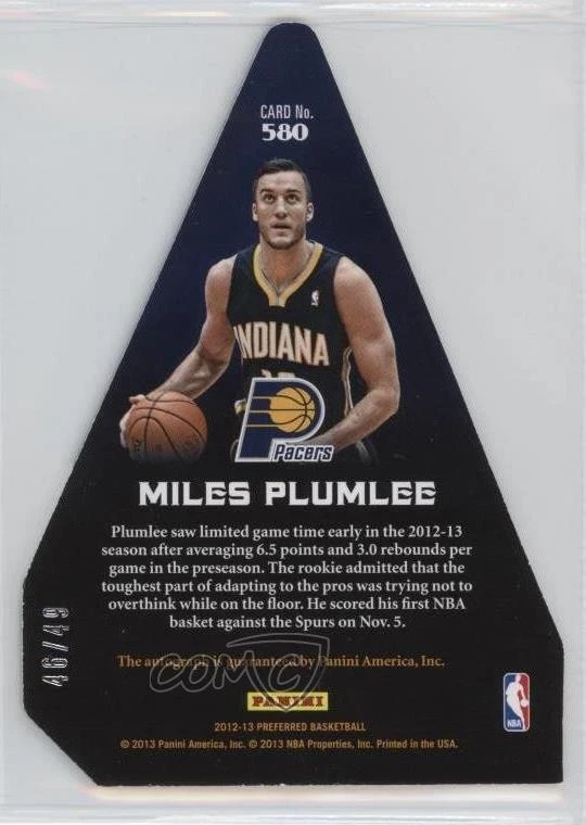 2012-13 Panini Preferred Blue /49 Miles Plumlee #580 Rookie Auto RC - Image 2 of 2