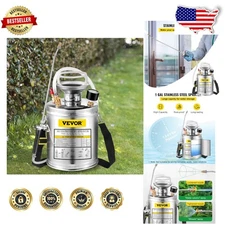 Heavy-Duty 1 Gallon Steel Pump Sprayer, Adjustable Brass Nozzle