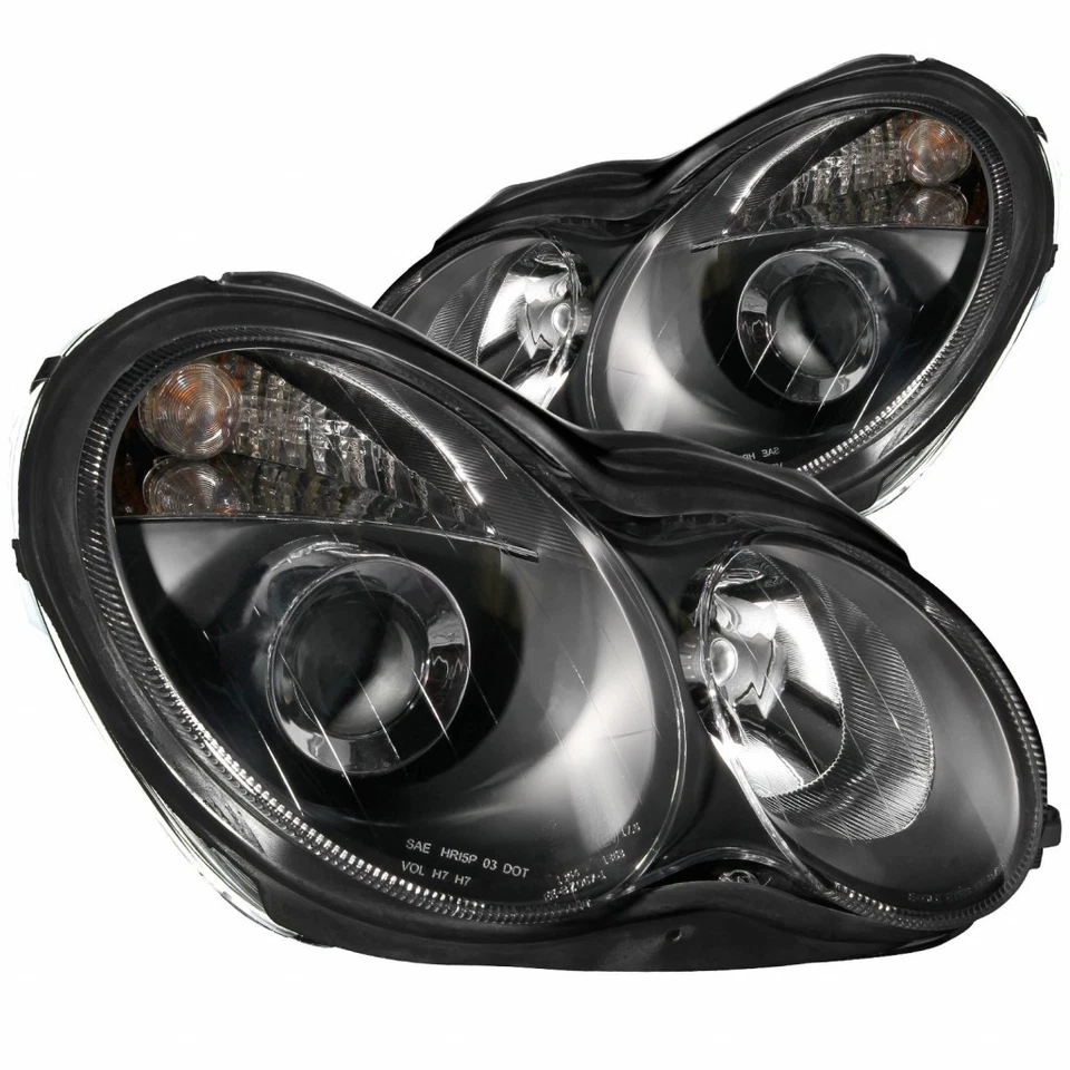 ANZO For Mercedes-Benz C240 2001 2002 2003 2004 2005 Projector Headlights Black Foto 3 de 4