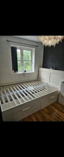 IKEA BRIMNES Double Bed Frame with Headboard & 4 Storage Drawers – White