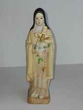 SAINT THERESE Lisieux Little Flower of Jesus 8.5" Bisque Ceramic Statue Figurine