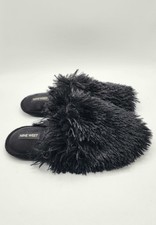 Nine West Faux Fur House Slippers Shoes Black Women's 7/ 8.     O7