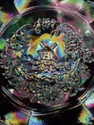 Vintage Imperial Glass Carnival Glass Iridescent Ruby Red Ruffled Windmill Bowl