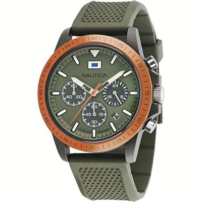 Mens Wristwatch NAUTICA ONE ECO NAPNOF3S2 Chrono Silicone Green Sub 100mt