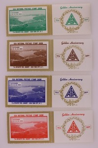 1964 16th Natl Postage Stamp Show NY Golden Anniv Philatelic Souvenir Label Set