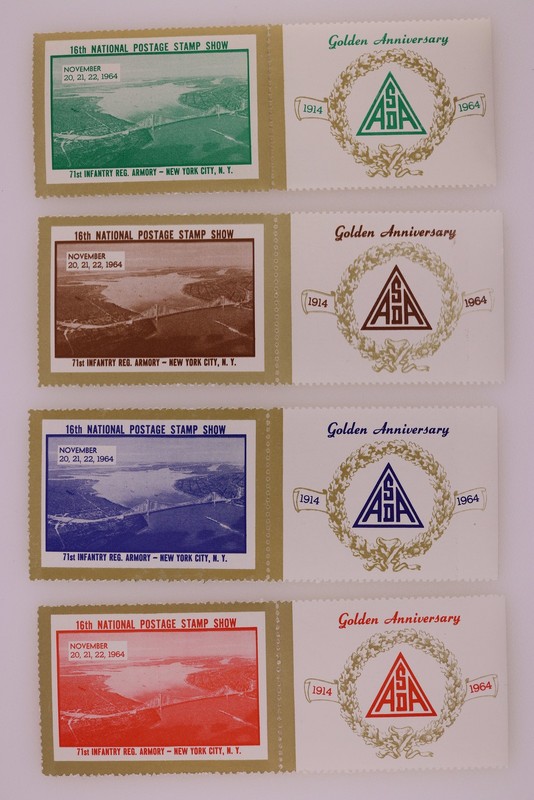 1964 16th Natl Postage Stamp Show NY Golden Anniv Philatelic Souvenir Label Set