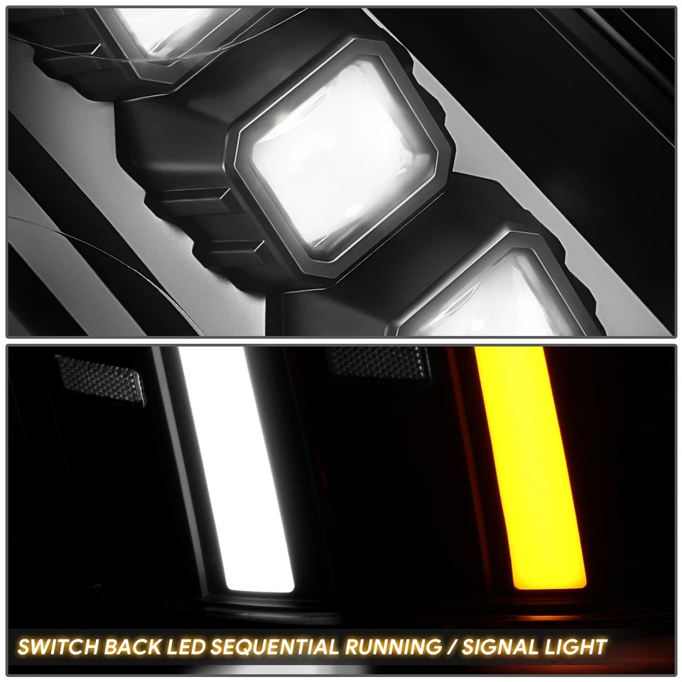 [Switchback LED DRL] Para 07-14 Escalade ESV EXT Quad Proyector Faros Negro Foto 4 de 4