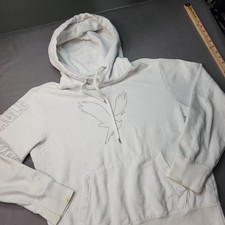 American Eagle White Hoodie Size M Super Soft Drawstring Pullover Sweatshirt