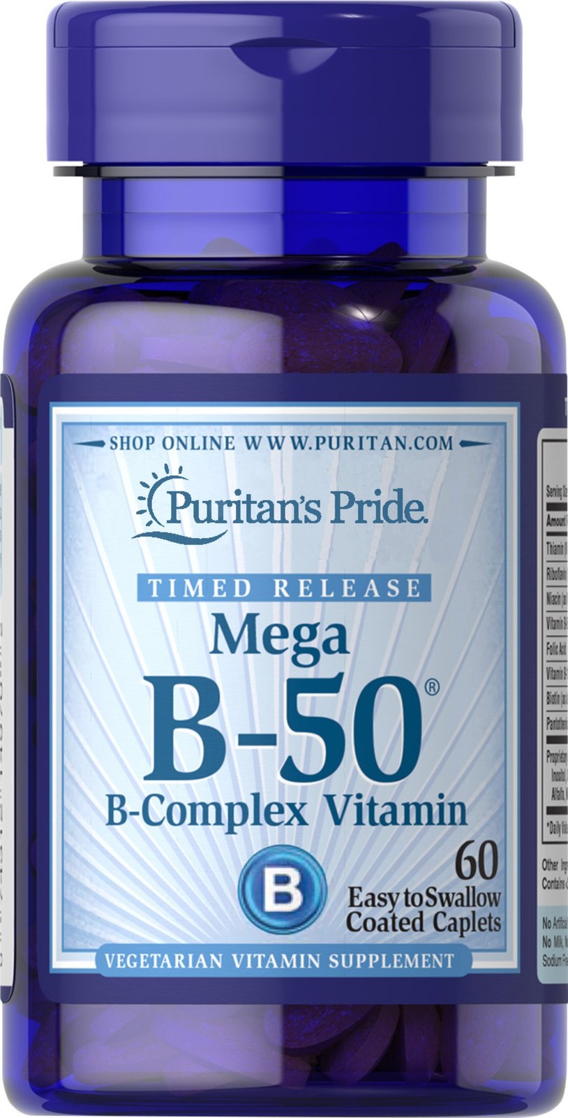 Puritan's Pride Vitamin B-50 Complex Timed Release - 60 Caplets