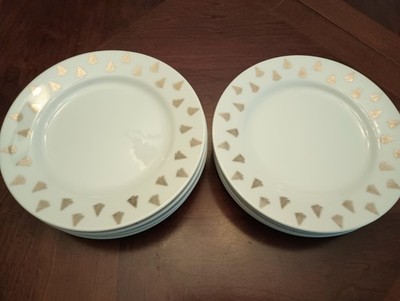 Christmas Plate Set 4 Centurion Collection 7.5'' White Gold Trees Made In Japan
