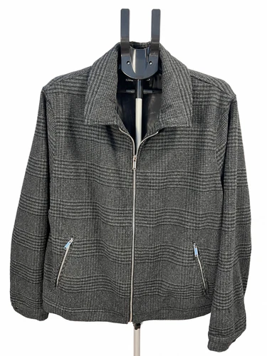 Karl Lagerfeld Paris Men's XL Charcoal Gray Glen Plaid Zip-Front Jacket NWOT - product listing photo