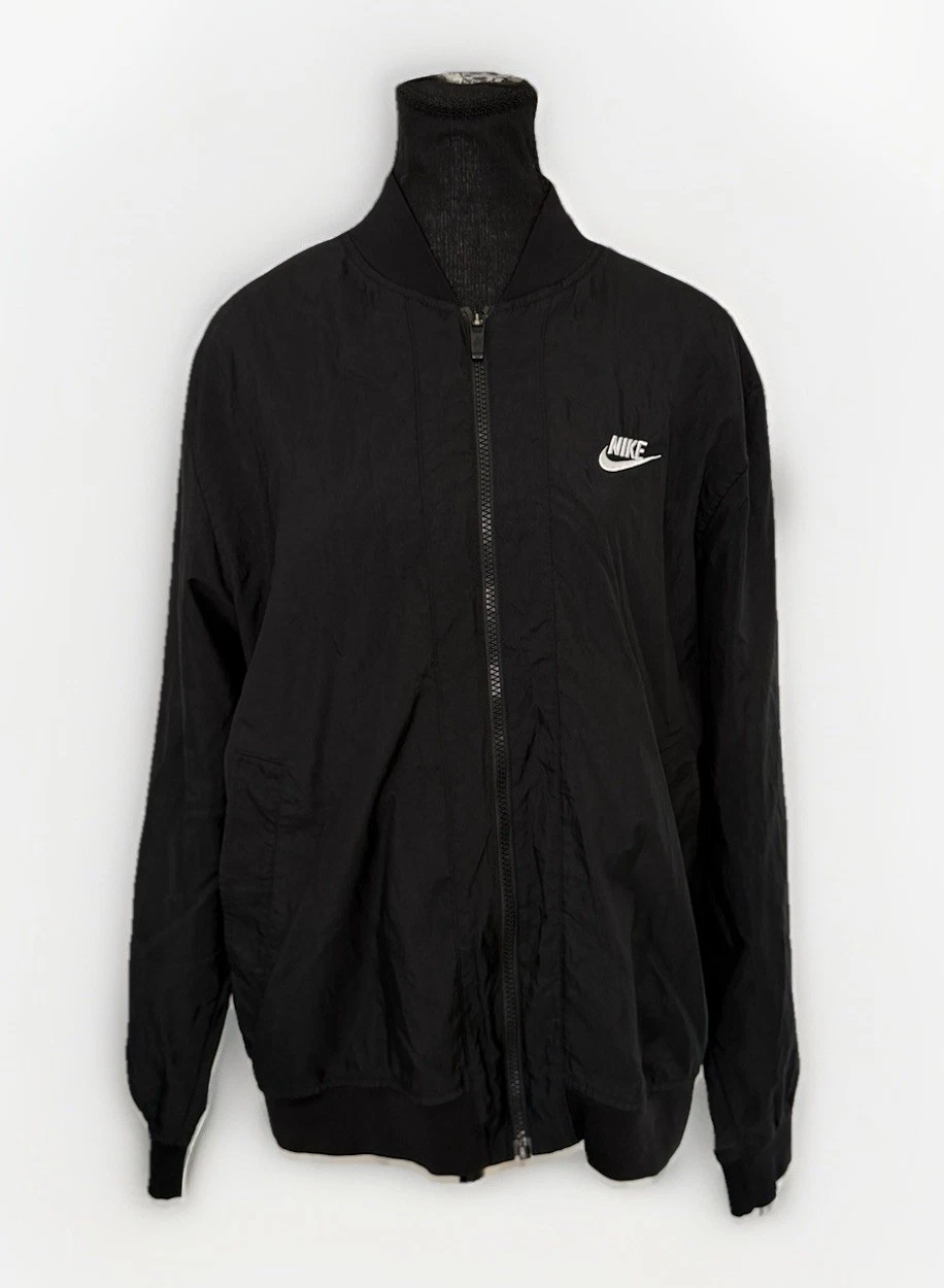 Nike Men’s Black Bomber Jacket Size M Lightweight Windbreaker Zip Up