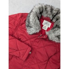 Ariat Women's S/P Red Quilted Jacket Faux Fur Removeable Collar Studded Pockets